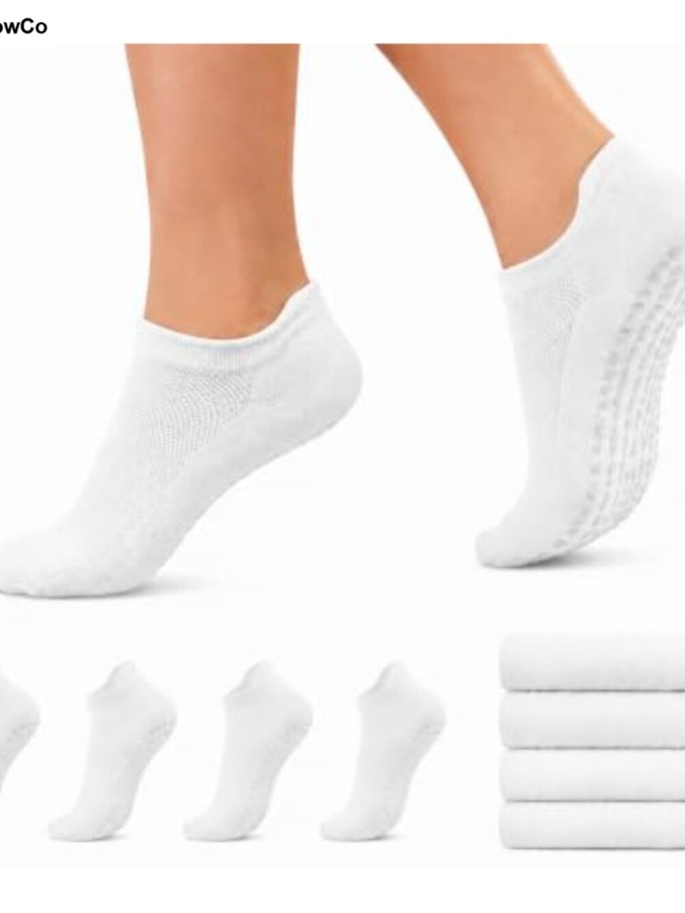 Non Slip Grip Socks for Women Pilates Yoga Barre Hospital Ankle Socks 4 Pairs